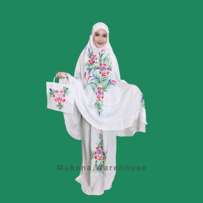 Mukena Setelan Lukis Polos Putih