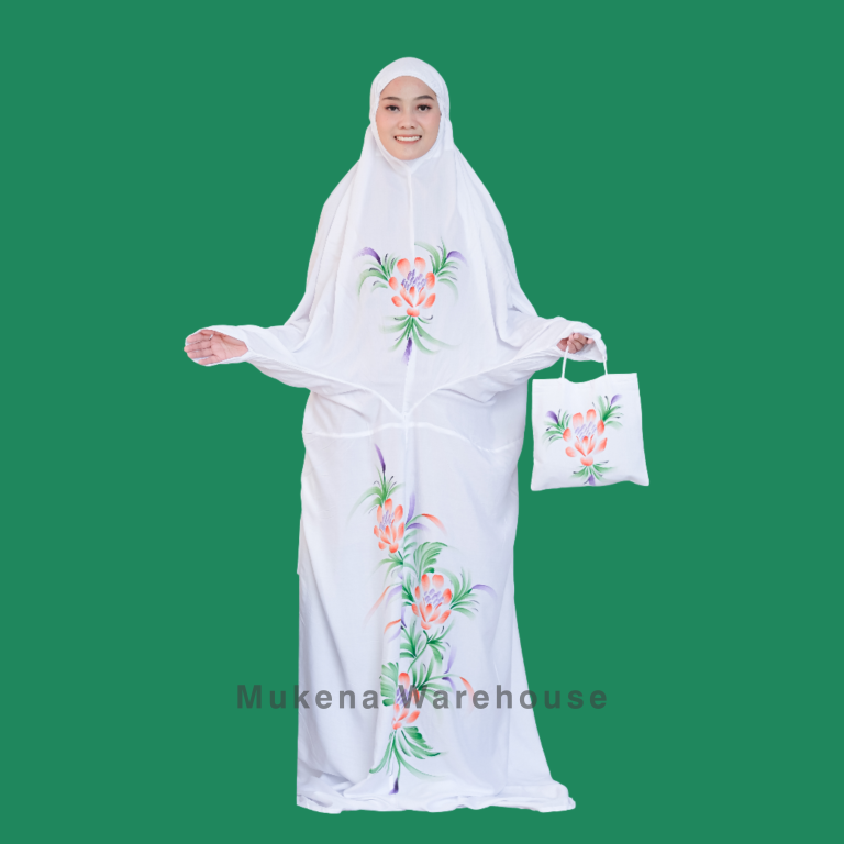 Mukena Terusan Lukis Jumbo Polos Orange