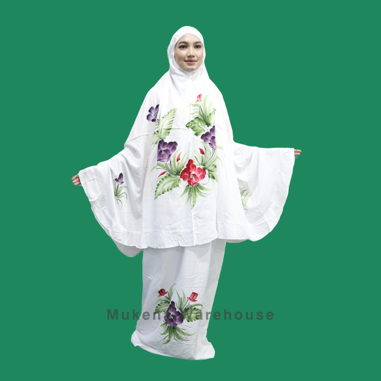 Mukena Setelan Lukis Polos Putih