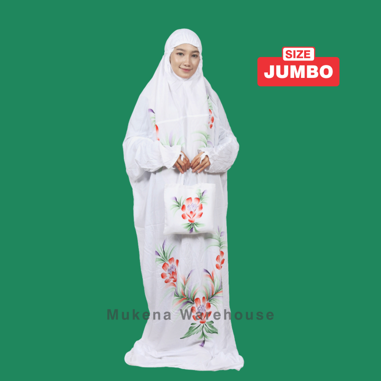 Mukena Terusan Lukis Jumbo Polos Merah 2