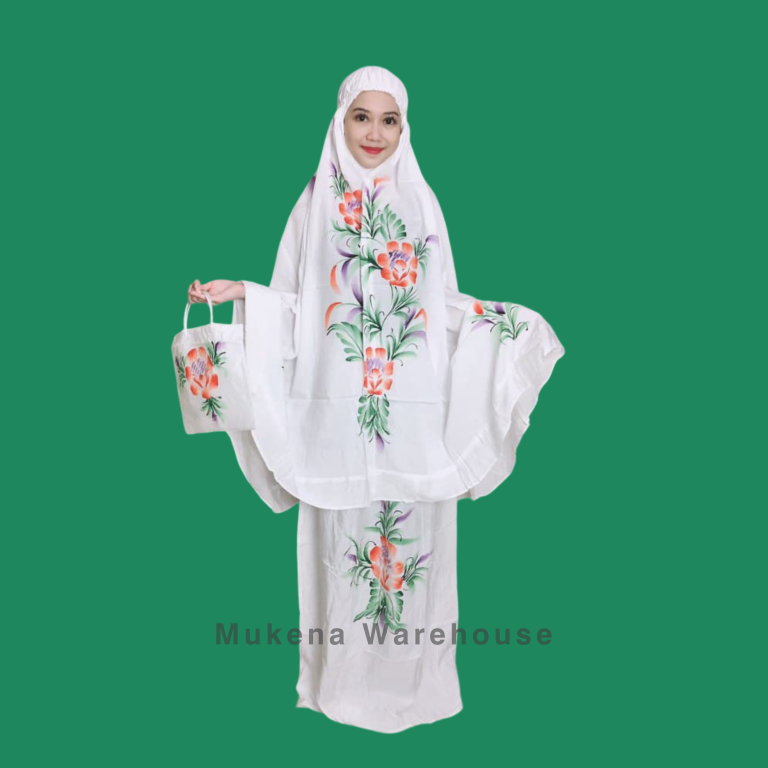 Mukena Setelan Lukis Polos Putih