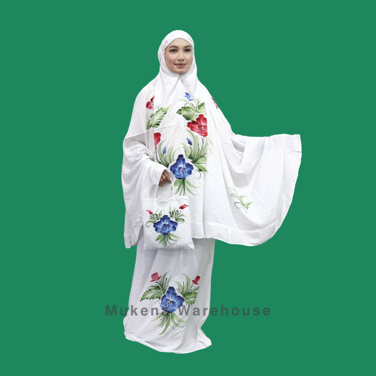 Mukena Setelan Lukis Polos Putih