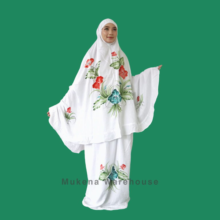 Mukena Setelan Lukis Polos Putih